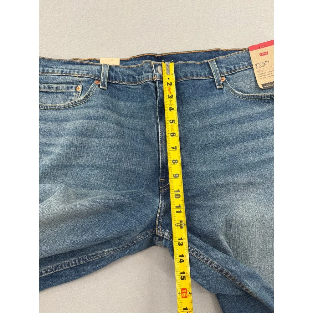NWT Levis 511 Slim Shorts Mens 42 Blue Denim Cut Off Raw Hem Stretch Streetwear